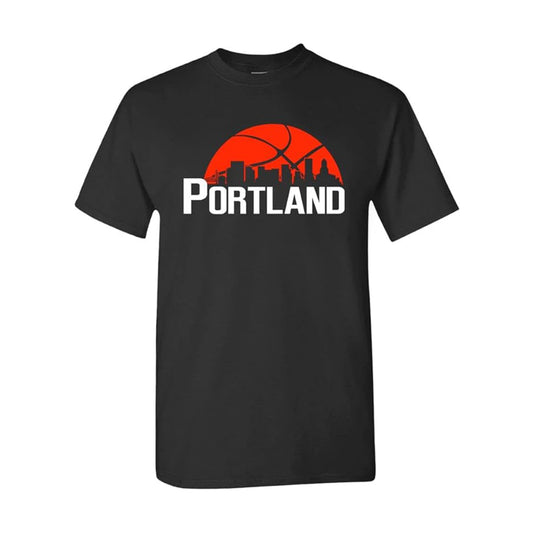 Portland Basketball Team Cityscape Skyline Men's Apparel for Basketball Fans