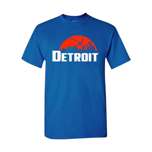 Detroit Basketball Team Cityscape Skyline Men's Apparel for Basketball Fans