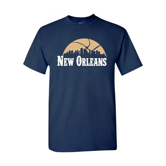 New Orleans Basketball Team Cityscape Skyline Men's Apparel for Basketball Fans