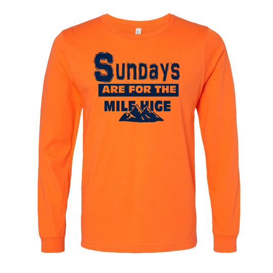 Sundays are For The Mile Hige Denver Football Game Day Tee Navy & Orange