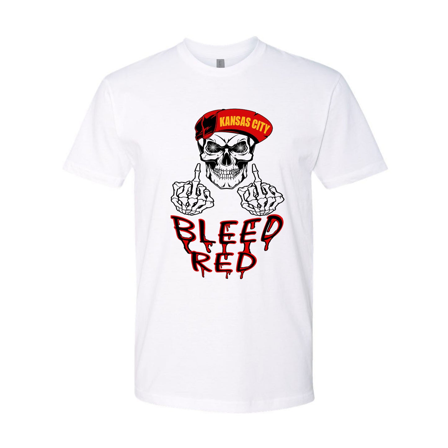 Kansas City Football Fans Bleed Red and Gold Skull Collection