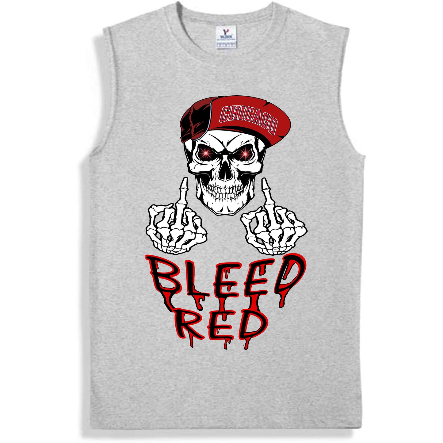 Chicago Basketball Bleed Red Skull With cool Hat
