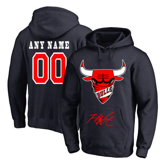Men's Chicago Bulls Personalized Logo Name & Number Customized Pullover Hoodie